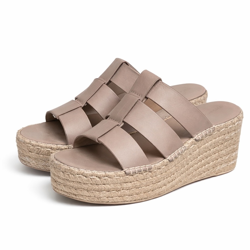 VINCE. Womens Beige 2" Platform Sabella Wedge Espadrille Shoes 7  M